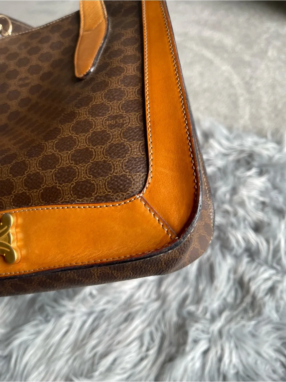 Authentic vintage Celine canvas satchel bag